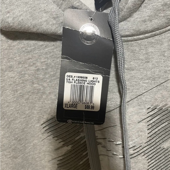 UNDER ARMOUR MEN FLASHING LIGHTS FLEECE HOOD GREY - Picture 3 of 3